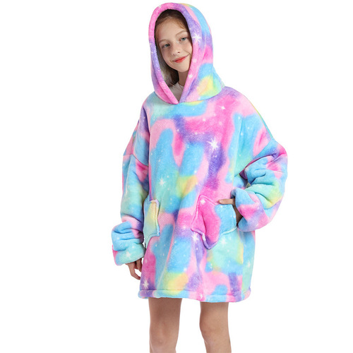 Amazon's latest hot new TV hooded sweatshirt blanket warm lazy TV blanket children's pullover cold-proof pajama blanket