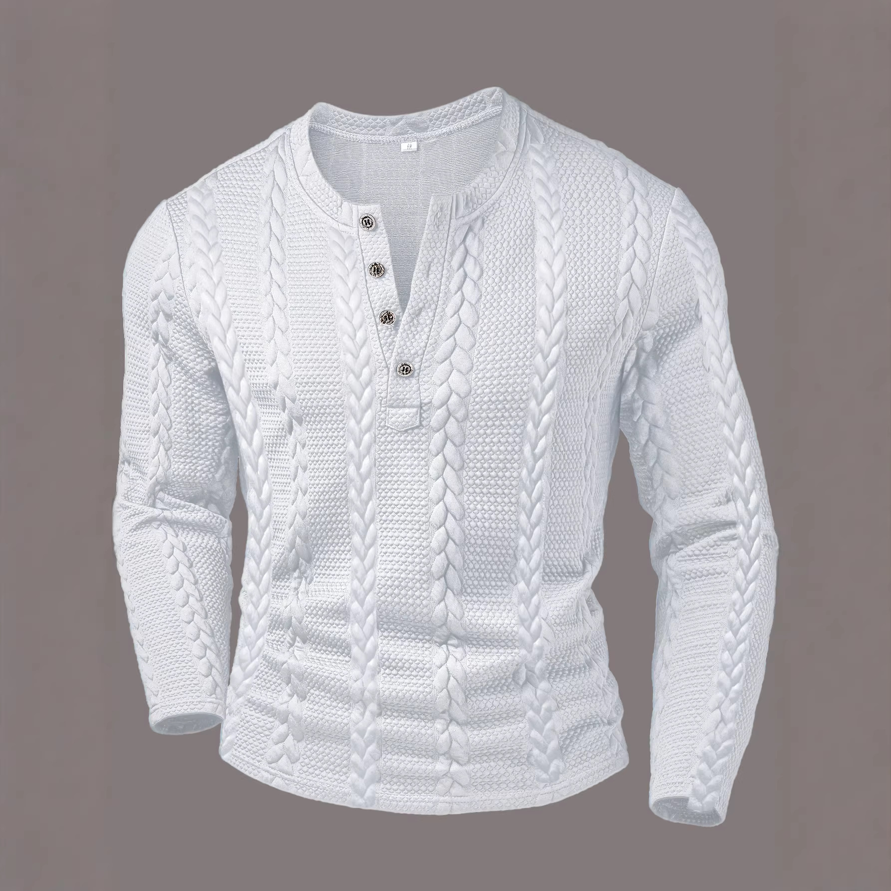 Men’S Stand Collar Jacquard Knit Sweatshirt – Lightweight & Stylish For Spring & Autumn (White/Black/Khaki, S-Xxxl)_voghion.com