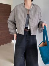 秋季新款短款小外套女宽松休闲圆领长袖上衣