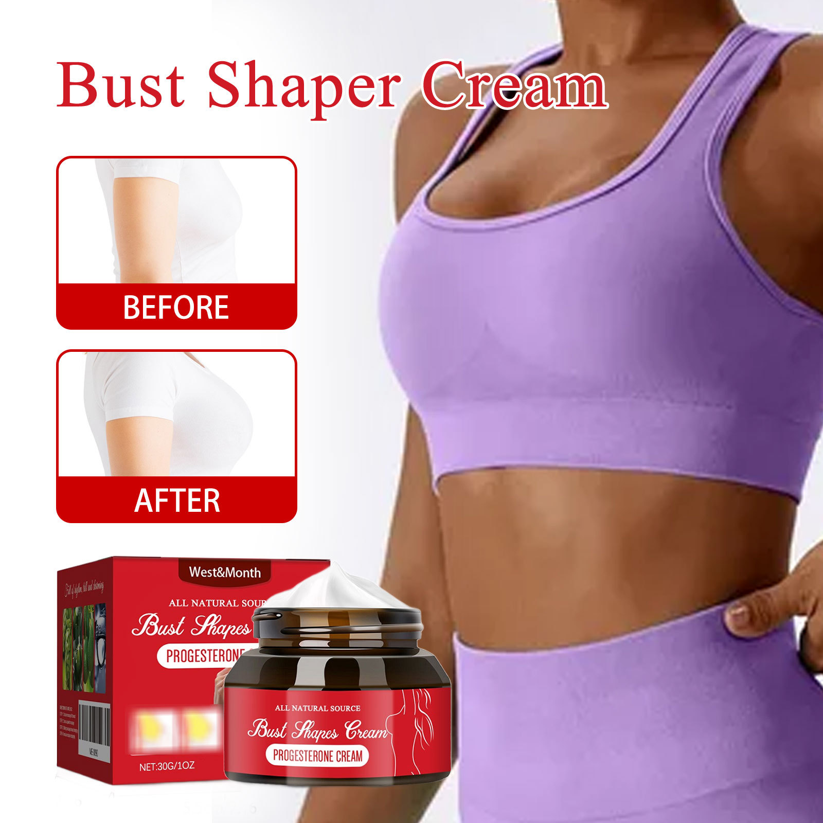 West Month Breast Care Cream Women's Gentle Massage Care for the Breasts, Comfortable and Moisturizing Breast Care Cream