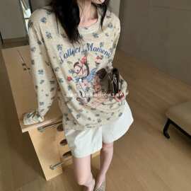 【原版天丝布匹印+小马胶印】碎花梦幻小马印花长袖防晒T恤女