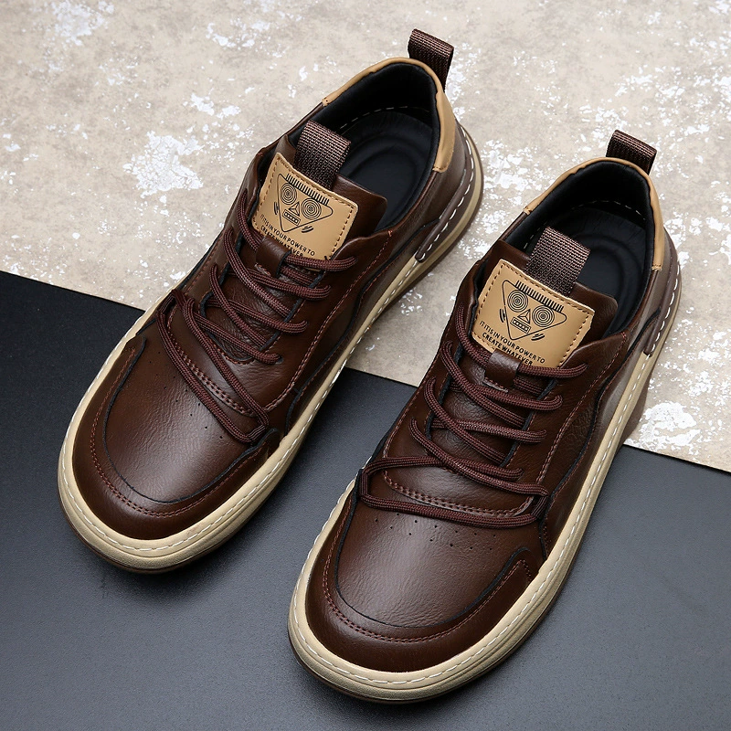 МужскиеSneakers из натуральной кожи, дышащий дезодорированный дизайн, плюс размеры (37–47)