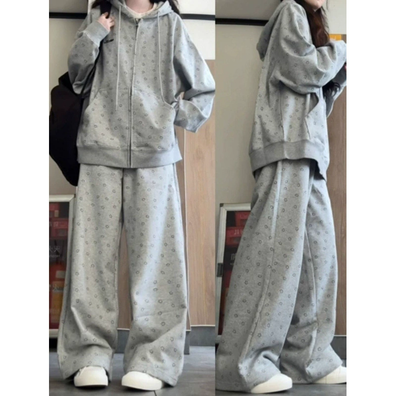 Ленивый повседневный спортивный костюм женский весенний и осенний студенческий свободный тренд