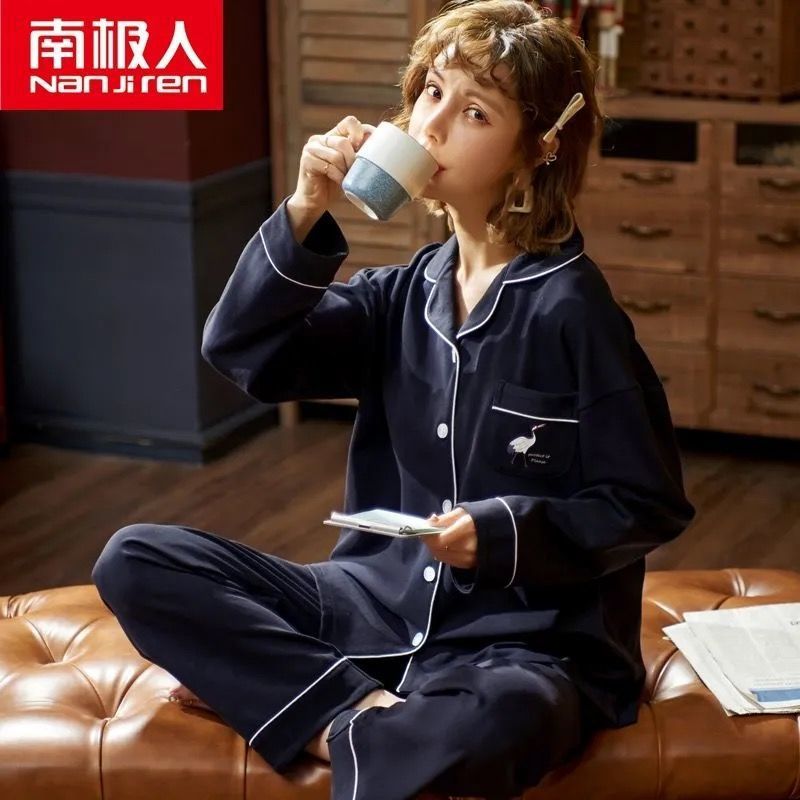 Algodón pijamas de primavera y otoño manga larga traje verano nuevo estudiante estilo coreano suelta desgaste dos