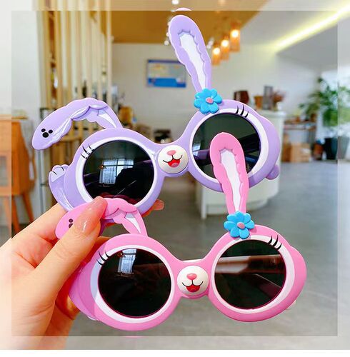 Cartoon Stitch Sunglasses Kids Girls UV Protection Polarized Sunglasses Cute Fashion Sun-Protective Rabbit Glasses