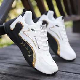 跨境皮面男鞋防水运动鞋潮流休闲舒适小白鞋内增高软底休闲鞋子男