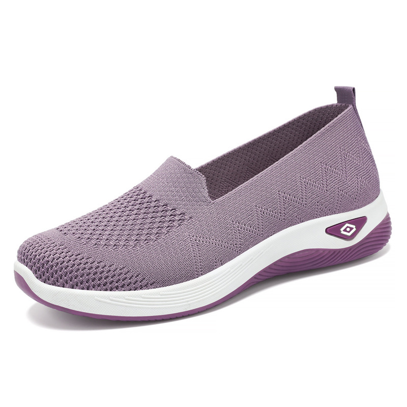 Zapatos mujeres de mediana edad verano transpirable y cómodo fábrica de zapatos simples ventas directas de suela suave casuales zapatos de malla para mamá