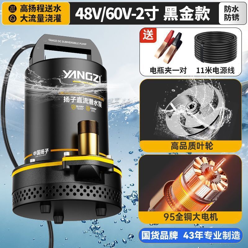 揚子 DC 水中ポンプ 12V48V72V バッテリー電気自動車水ポンプ家庭用農業灌漑ハイパワーウォーターポンプ|undefined