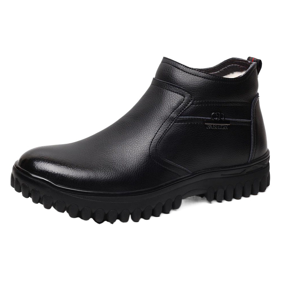 Tallas grandes de invierno Nuevos zapatos acolchados de algodón para hombres de lana zapatos de hombre cálidos con forro polar talla 47 zapatos de cuero de padre de mediana edad y edad avanzada