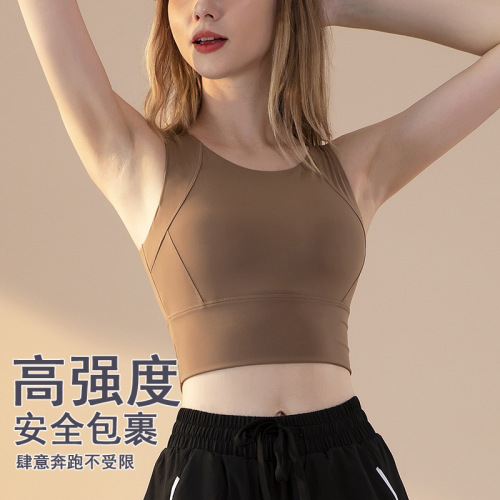 Cross-border fitness high-intensity shock-proof sports bra, breast-shrinking vest-style quick-drying breathable push-up yoga bra new