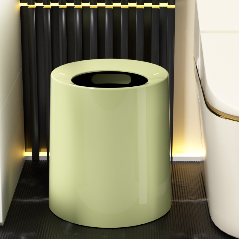 ins style trash can household solid color double barrel Western style living room kitchen paper basket new high-end large capacity high-looking