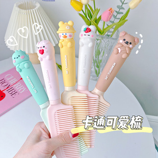 Light cartoon hair comb female student hair comb girl heart cute silicone plastic straight hair comb wholesale