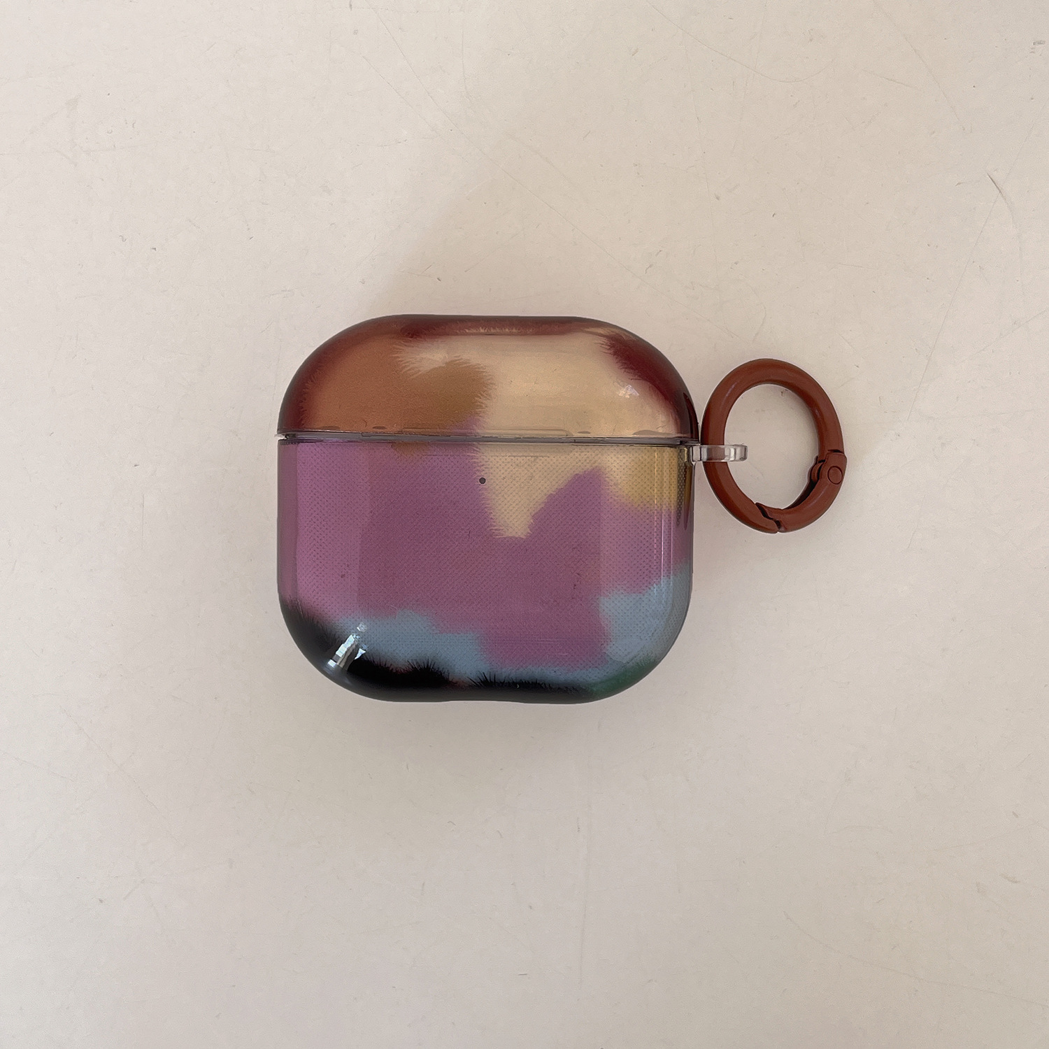 El bloque de color teñido púrpura simple de nicho es adecuado para Airpods nuevo estuche para auriculares de 3/4 generación Pro2 airpods femenino 1/2