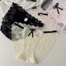 月色甜茶~10A抗菌档性感蕾丝内裤女生低腰纯欲透气开叉镂空三角裤
