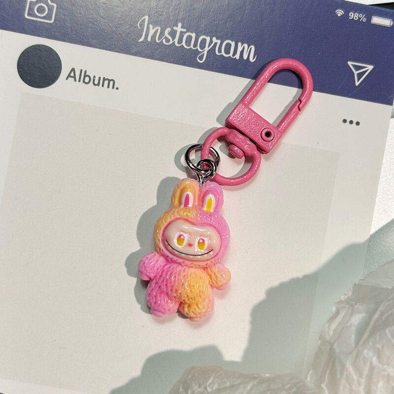 かわいいグラデーションラブブキーホルダー漫画 Q かわいいカラフルなバッグペンダント学生スクールバッグアクセサリー親友ギフト|undefined