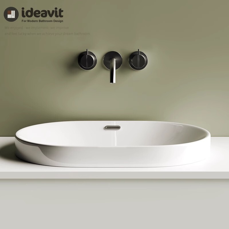 Mao Tao Semi-Embedded Household Countertop Basin Washbasin Ceramic Smart Washbasin Balcony Hotel Undercounter Basin