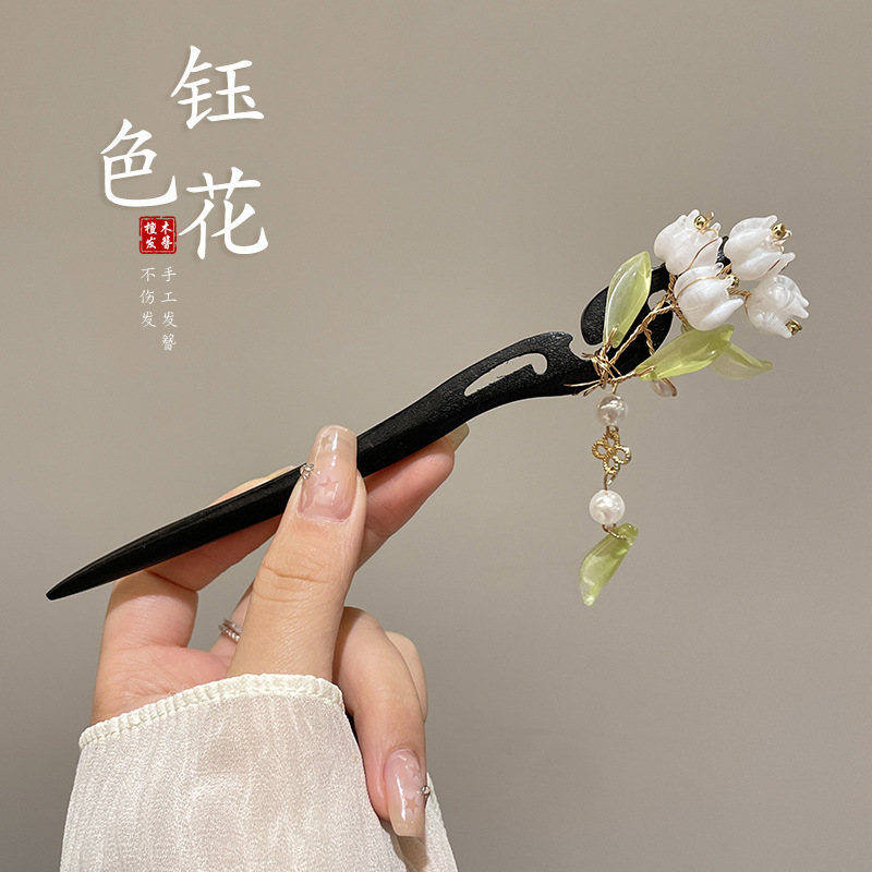 Clipper de cabello de flores de estilo antiguo, temperamento femenino de alto nivel, temperamento versátil, clipper de cabello de estilo chino, clipper de cabello de cabeza posterior.