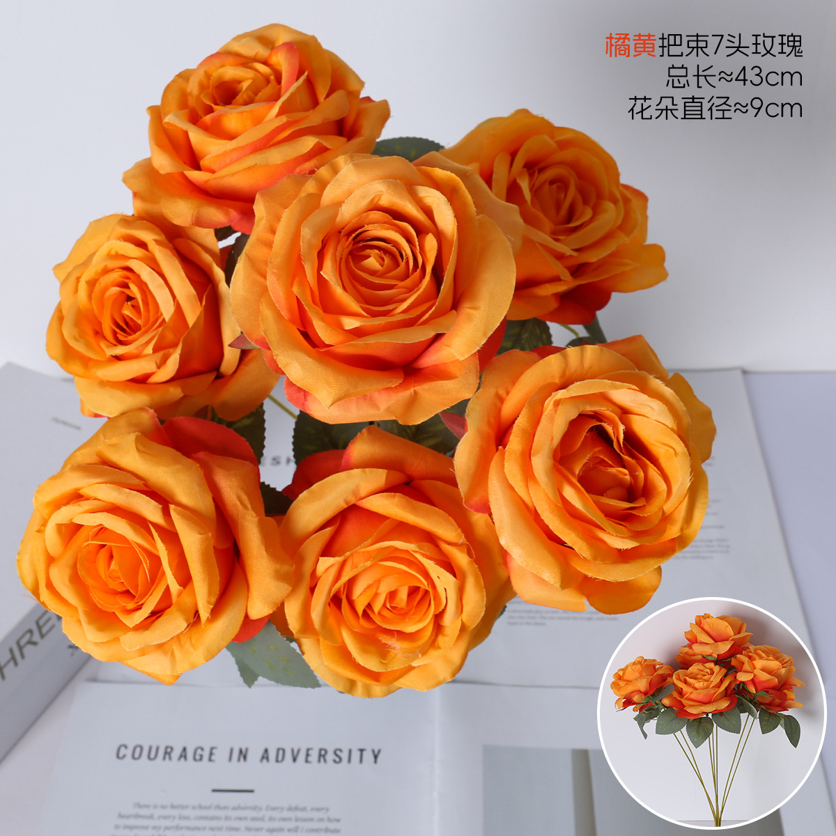 7 rosas de diamante simulación de flores de rosas bodas decoración de hotel guía de la casa fábrica de flores falsas al por mayor