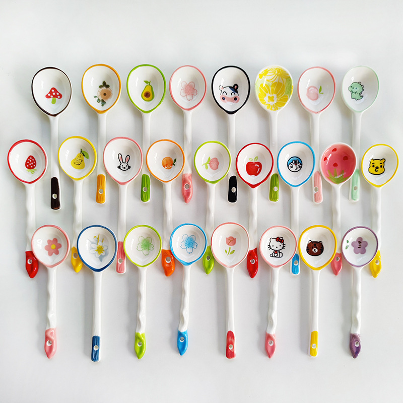 Wholesale Ceramic Spoon Ins High-Looking Long-Handled Soup Spoon for Drinking Soup Cute Fairy Spoon Dessert Spoon Household Spoon