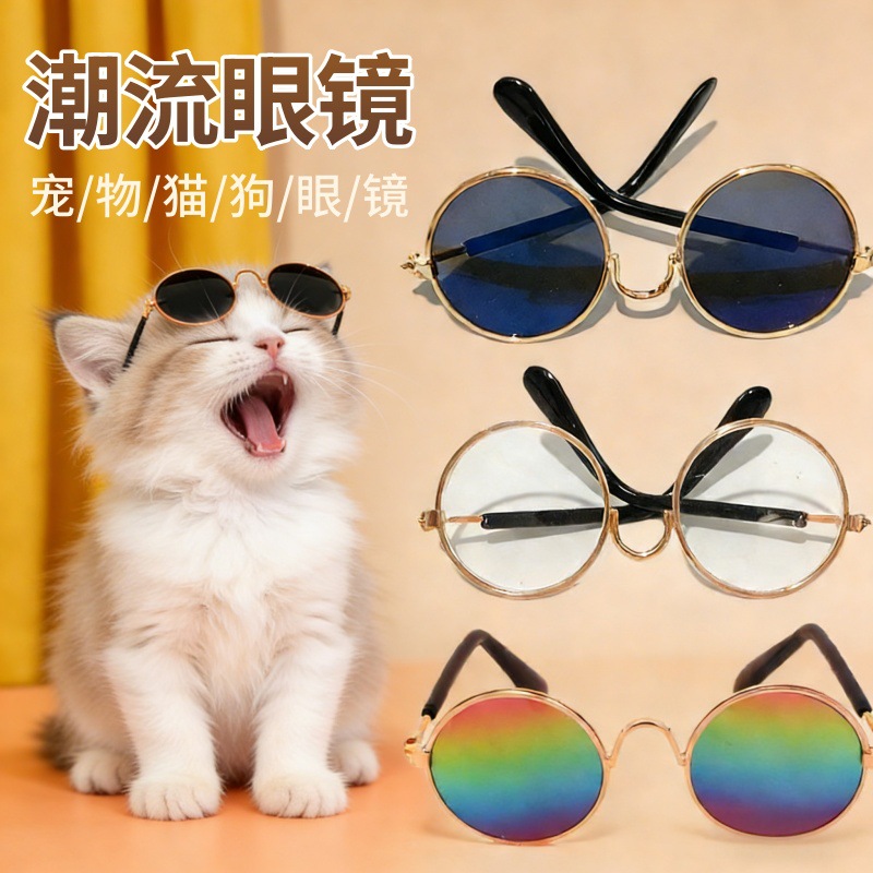 Joyas de gafas para mascotas gafas de moda gafas de gato gafas de sol pequeñas gafas de fotos personales decoración de gafas de gato image 1