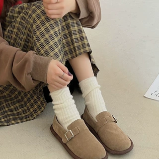 韩版勃肯鞋女复古春秋2026新款豆豆乐福鞋平底防滑配裙子软底单鞋