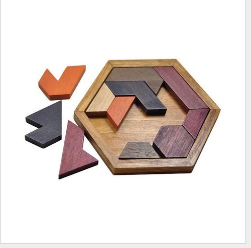 Cross-border wooden irregular block adult parent-child children's wooden toy hexagonal 3D puzzle Huarongdao puzzle