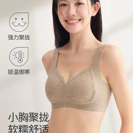 无痕内衣女小胸聚拢收副乳防下垂宽肩带上托显大无钢圈秋冬文胸罩