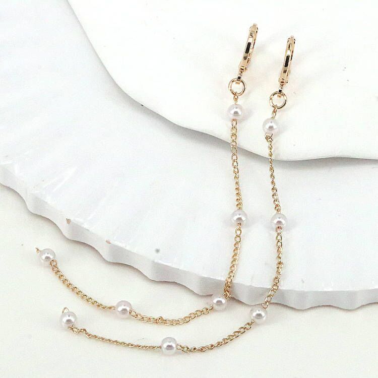 Fashion Long Pearl Tassel Copper Female New Ear Clips display picture 4