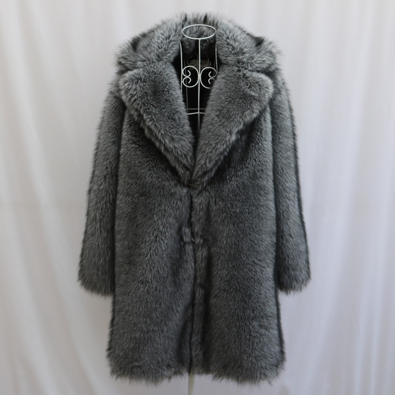 Men Imitation Fox Fur Long Coat Trendy Plus Size Winter Thick Warm