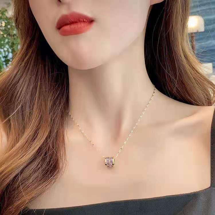 Fashion Geometric Titanium Steel Plating Zircon Pendant Necklace 1 Piece