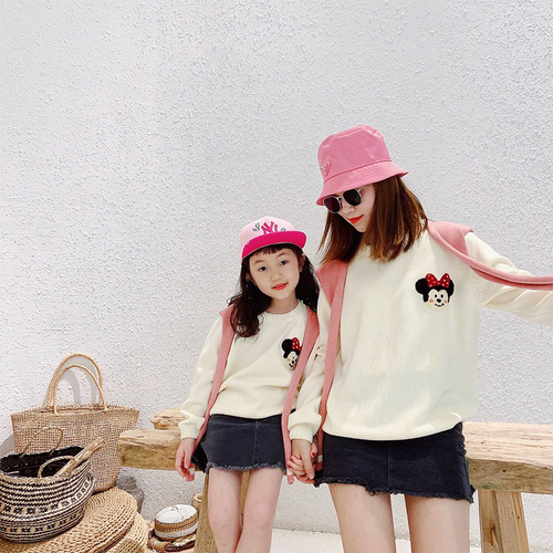】Parent-child outfit jacket bombs the street mother-daughter outfit cartoon sister outfit college style knitted parent-child sweater mother-child