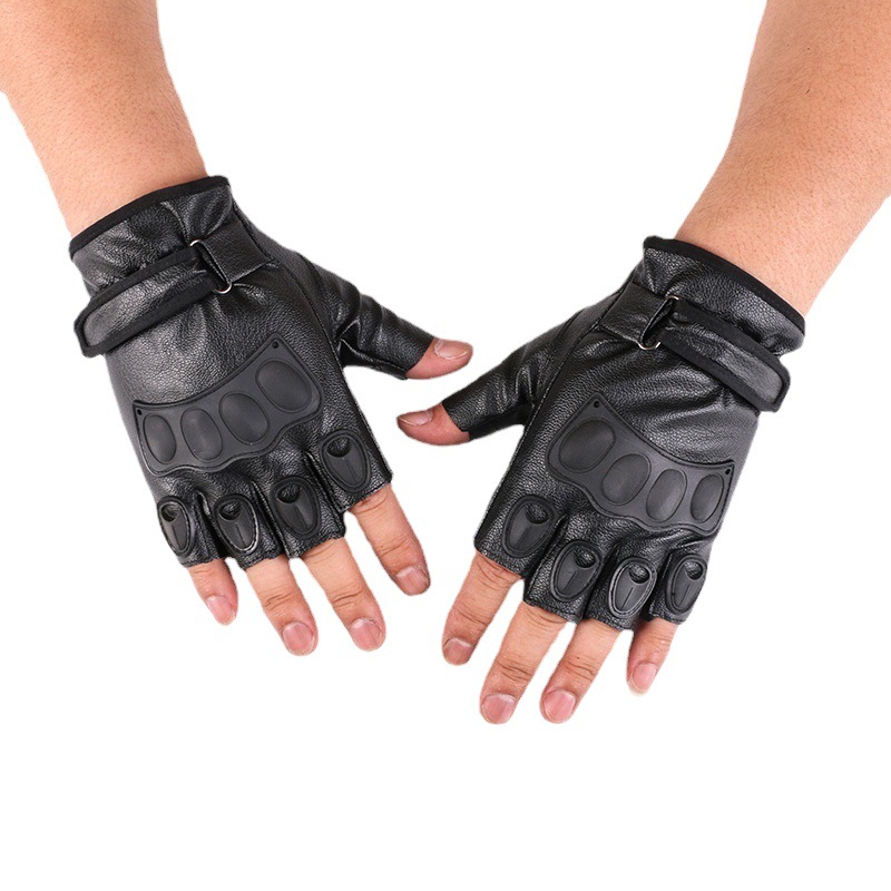 Deportes ciclismo medio dedo guantes nuevos hombres y mujeres moda transpirable bicicleta táctica al aire libre fitness pu guantes de cuero