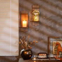 复古实木壁挂式蜡烛架家居装饰墙面烛台创意摆件做旧工艺品礼物