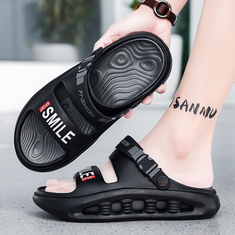 Zapatillas de hombre verano nuevo estilo EVA plataforma antideslizante pisando mierda sandalias de talla grande zapatos deportivos de playa de conducción de dos desgaste