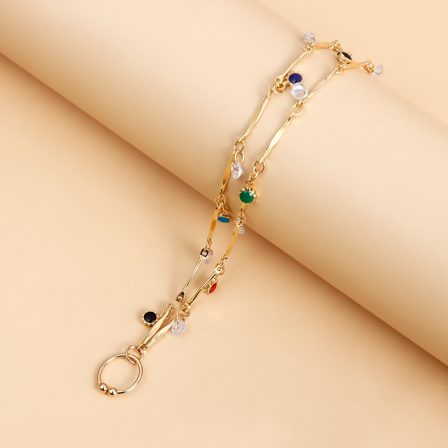 Teufelsauge-Quasten-Nasenring an Ohrkette mit Nieten, nicht durchbohrter Septum-Reifenring, indischer Bauchtanz, Party-Nasenzubehör für Frauen und Mädchen_voghion.com