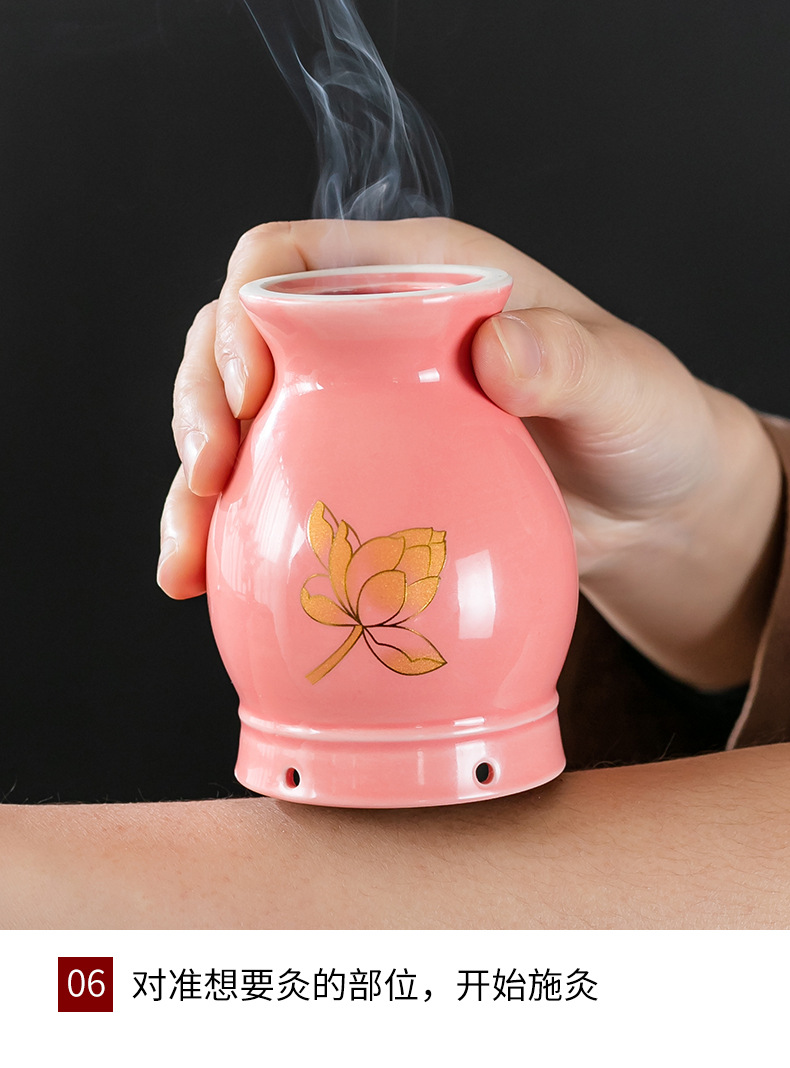 Ceramic Moxa Cup with Double Layer Heat Insulation 7x10cm Moxibustion Massage Tool for Home Body Therapy specifications
