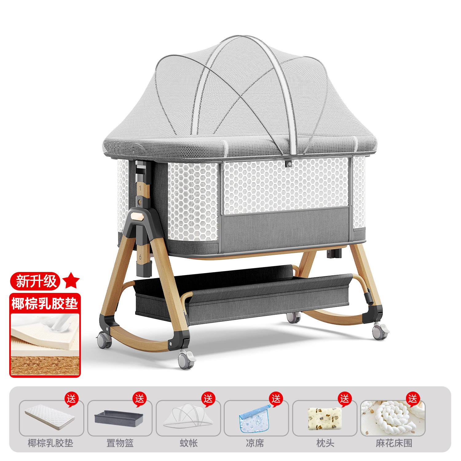 Cama de bebé móvil portátil cuna cama plegable multifuncional BB cama para recién nacidos empalme cama grande