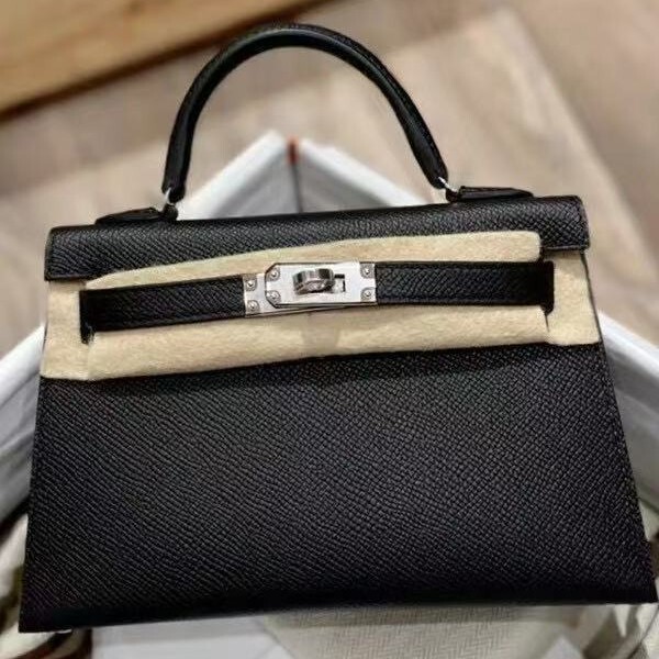 New model leather second-generation palm-patterned Kelly bag with logo, mini handbag, Kelly shoulder and crossbody small bag for women