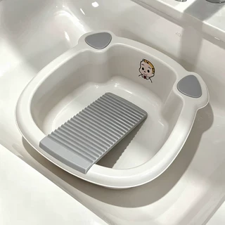 洗衣盆带搓衣板一体式洗脸盆家用小号塑料盆多功能洗内衣袜子水盆
