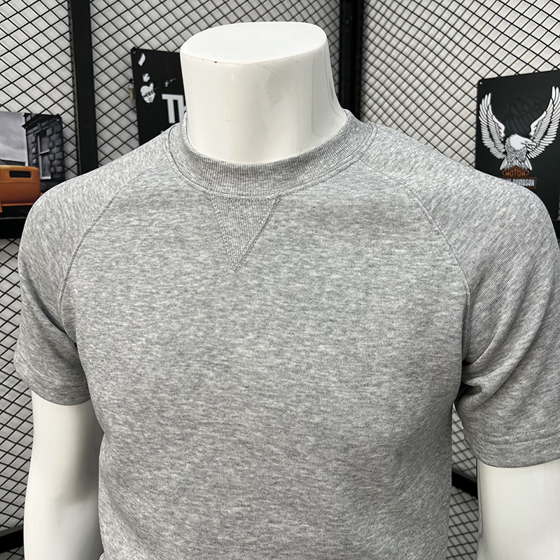 Men's Short Sleeve T-Shirt Round Neck Simple Solid Color Fashionable Versatile Trendy Handsome Spring Autumn Top_viptrois.com