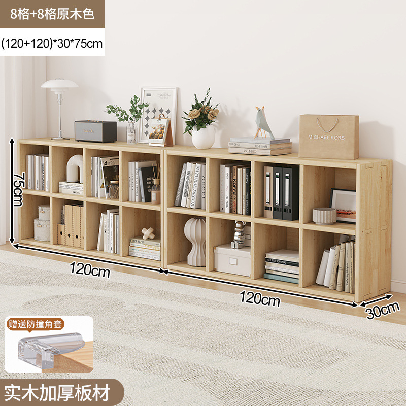 Estantería de madera maciza estante piso montado en la pared combinación celosía gabinete sala de estar de almacenamiento de pino estantería hogar corto