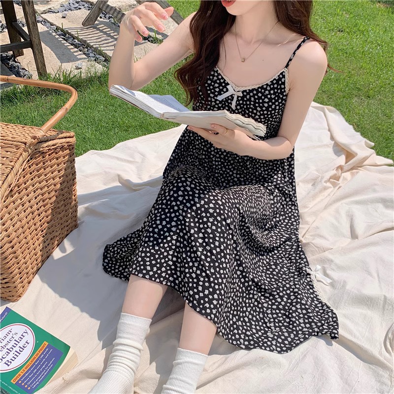Verano nuevo vestido de dormir damas cojín de pecho pequeña flor sexy pura ropa casera casual vestido de pijama