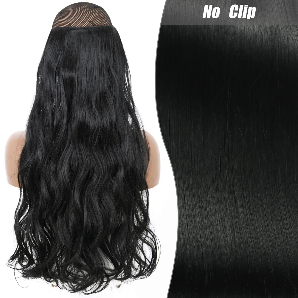 Una pieza de pelucca europea y americana ajusta el cabello rizado largo de las mujeres ondas grandes extensiones de fibra química de cabello de línea de pescado clip cabello