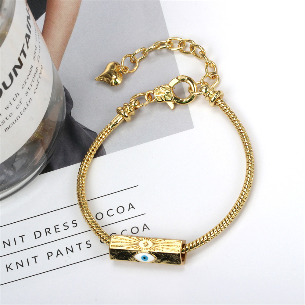 Fashion Heart Shape Eye Copper Enamel Bracelets 1 Piece