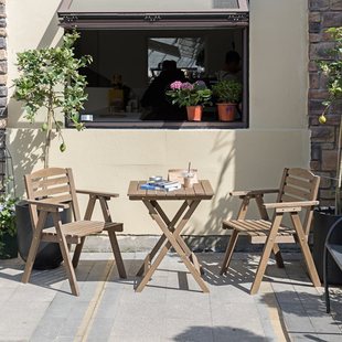 Outdoor Table and Chair Wooden Camping Folding Table Balcony Small Tea Table Outdoor Square Table Courtyard Coffee Shop Table and Chair Combination