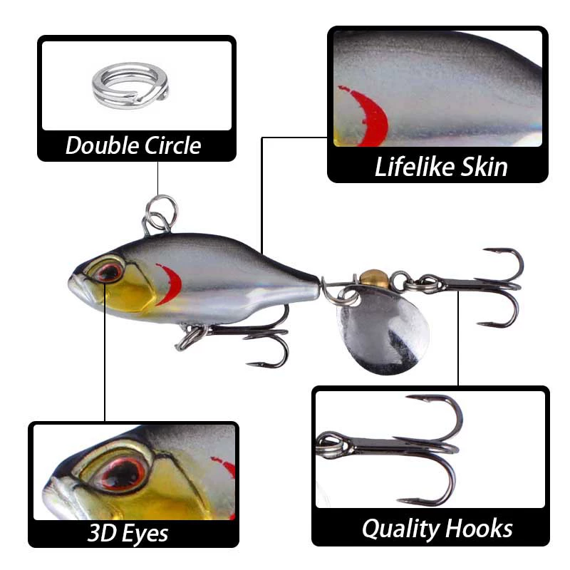 [Lure bait micro item vib spinning shiny blade 5cm/8.8g long-range freshwater sea bass lure wholesale]
