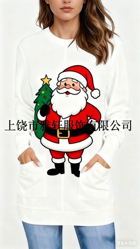 2025独立站亚马逊欧美3D数码印花女款圣诞圆领长袖卫衣时尚百搭|undefined