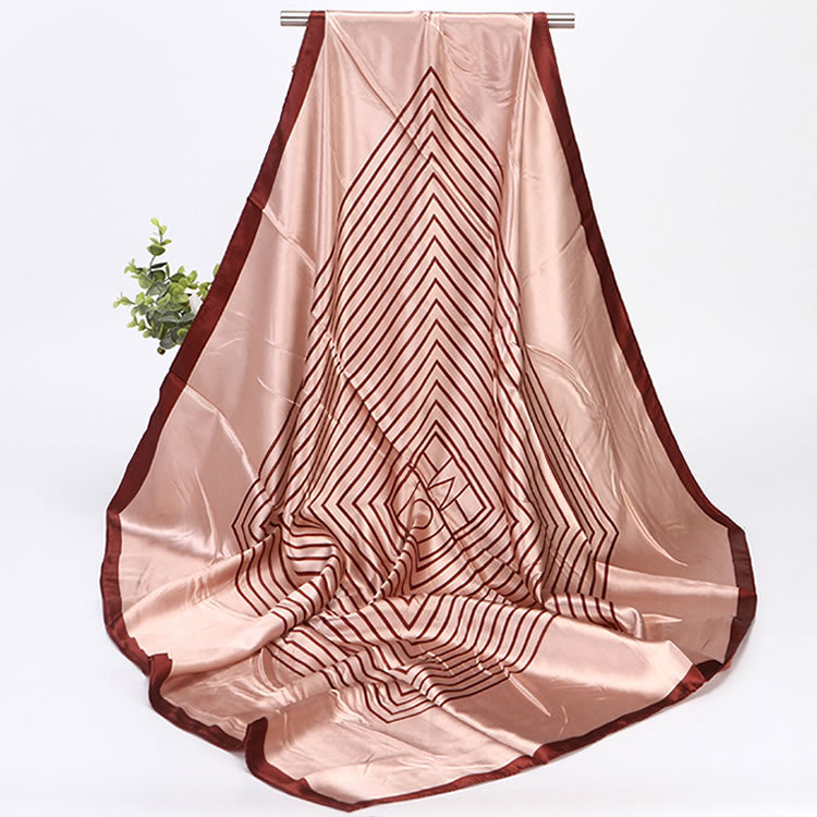 Women's Silk Scarf Black And White Striped Printed Square Accessory_voghion.com