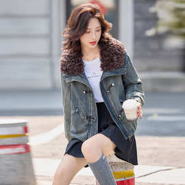 2025冬装新款大毛领韩版加厚牛仔外套女显瘦百搭棉衣夹克潮YQ3389