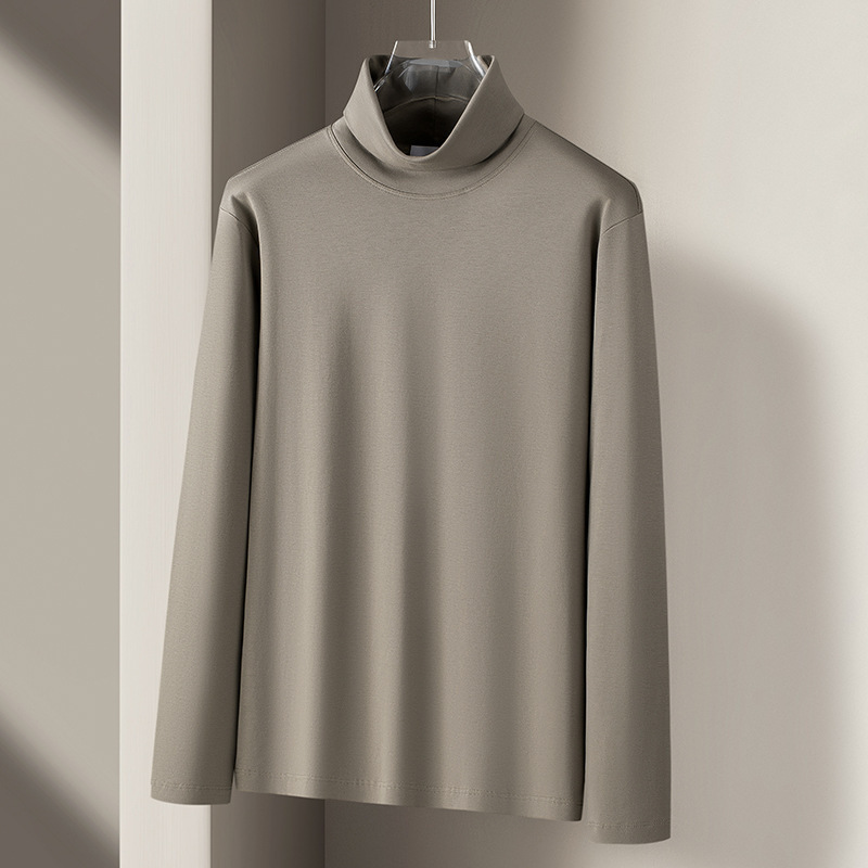 液体アンモニアシルケットコットンタートルネックボトリングシャツメンズ春秋帯電防止長袖Tシャツ肌に優しいインナートップミッドカラー|undefined
